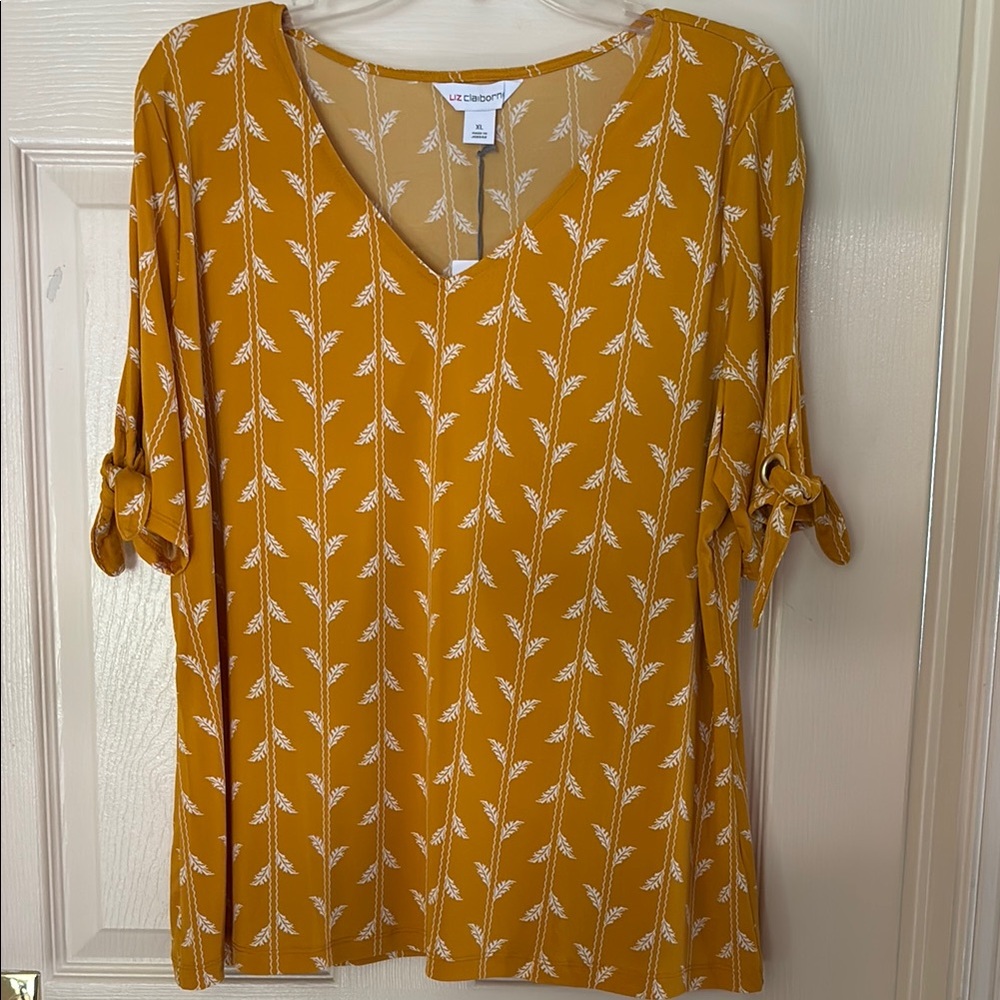 LIZ CLAIBORNE TIE SLEEVE TOP